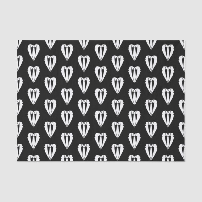 Papel De Seda Fato de Casamento Negro e Gravata (Frente )