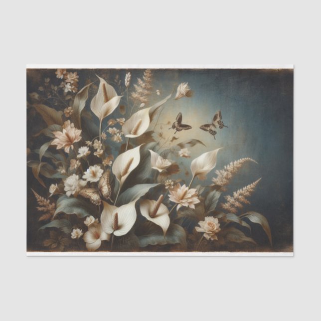 Papel De Seda Fauna Floral Dissociação Tecido (Frente )