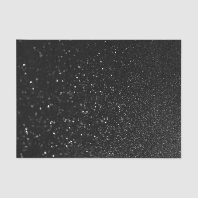 Papel De Seda Faux Black Bokeh Glitter Photo (Frente )