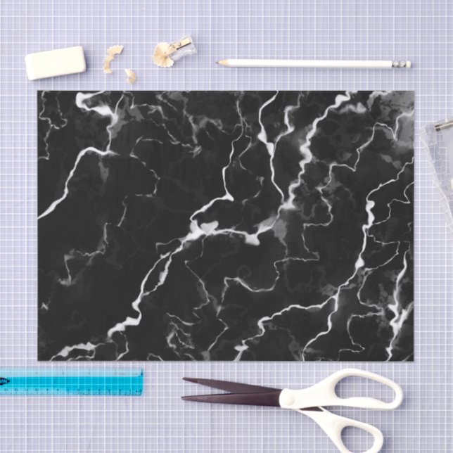 Papel De Seda Faux Black Marble Textura (Arte )