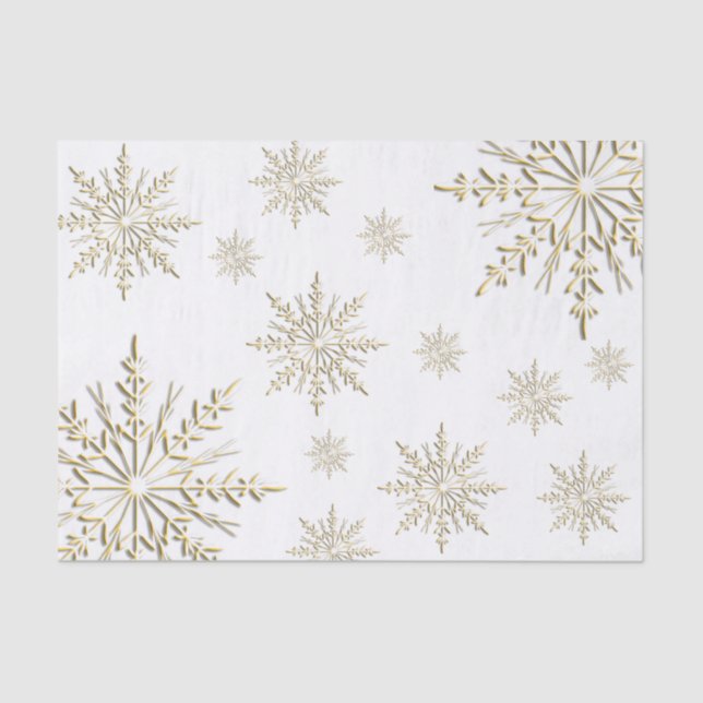 Papel De Seda Faux Dourado Winter Snowflakes em branco (Frente )
