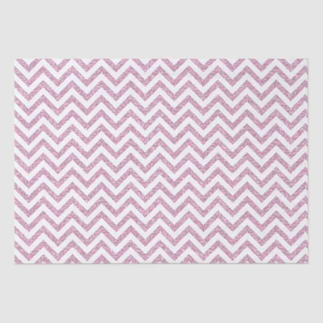 Papel De Seda Faux Glitter Chevron Rosa (Frente )