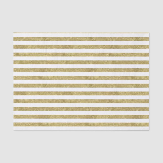 Papel De Seda Faux Glittery Dourado Stripes (Frente )