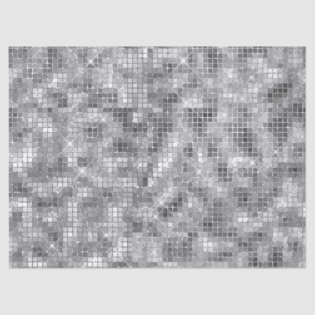 Papel De Seda Faux Silver Sparkle Disco Ball (Frente )