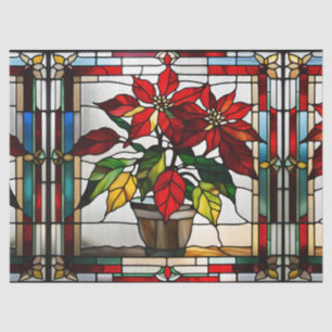 Papel De Seda Faux Staintia Glass Poinsettia para Artesanato de