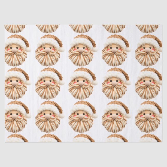Papel De Seda Faux Yarn Notch-Hook Santa Face Christmas Wrapping (Frente )