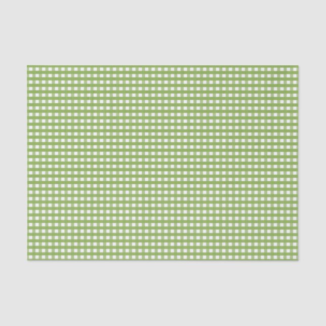 Papel De Seda Favor Moderno com Padrão Xadrez Verde e Branco (Frente )