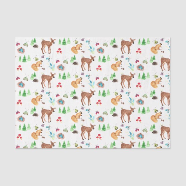 Papel De Seda Fawn de floresta e amigos (Frente )