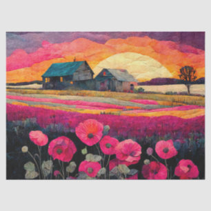 Papel De Seda Fazenda Pink Poppy ao Pôr do Sol, Decoração Vibran