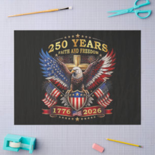 Papel De Seda Fé Liberdade 250 Anos 1776 2026 Águia Patriótica