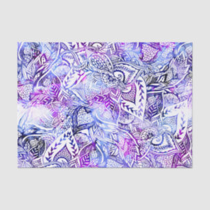 Papel De Seda Febre floral de mão azul moderna desenhada