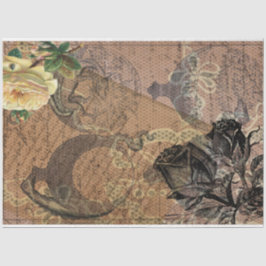 Papel De Seda Febre Vermelha Negra Negra Rosa Ephemera