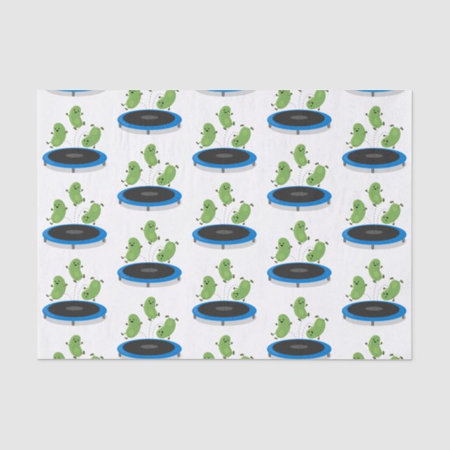 Papel De Seda Feijão verde-grão-branco em cartoon trampoline (Frente )