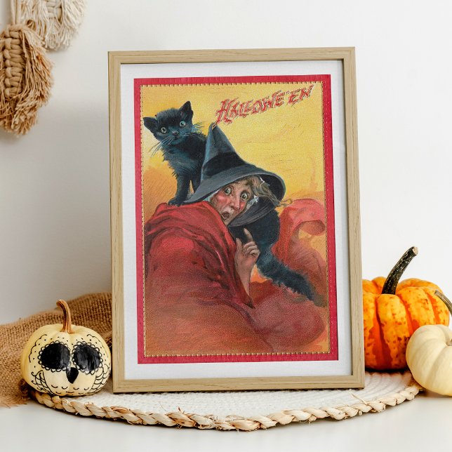 Papel De Seda Feiticeira Vintage com Gato Negro (Criador carregado)