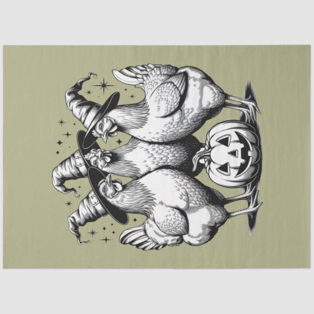 Papel De Seda Feiticeiras de frango Dia de as Bruxas engraçado V (Frente )