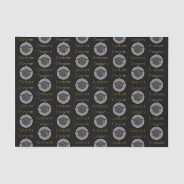 Papel De Seda Felicita o Boné de formatura do Formando a Preto (Frente )