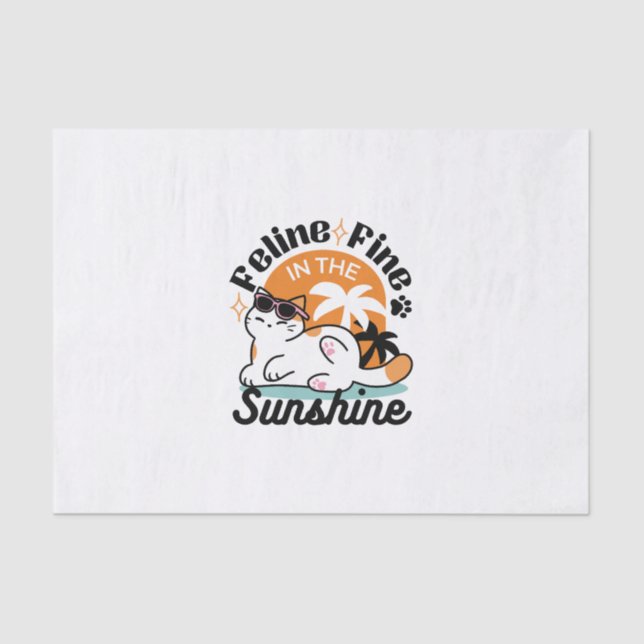 Papel De Seda Feline Fine no Sol - Gato Tropical Relaxado (Frente )