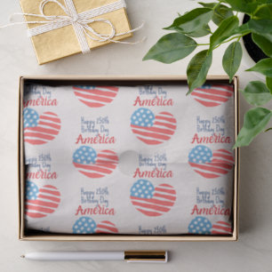 Papel De Seda Feliz 250º Aniversário América, Coração da Bandeir