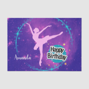 Papel De Seda Feliz Aniversário Ballerina Galaxy Personalizado