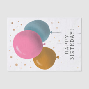 Papel De Seda Feliz aniversário Balões Coloridos Dourados Conf