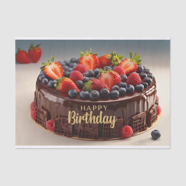 Papel De Seda Feliz aniversário Bolo de Fruta de Chocolate (Frente )
