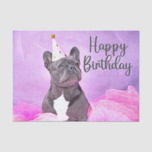 Papel De Seda Feliz Aniversário Bonito Engraçado Cachorro Francê