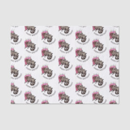 Papel De Seda Feliz aniversário! Cartoon Greedy Raccoon Cake