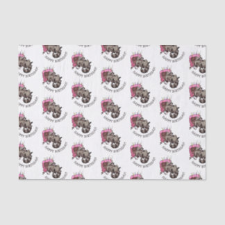 Papel De Seda Feliz aniversário! Cartoon Greedy Raccoon Cake
