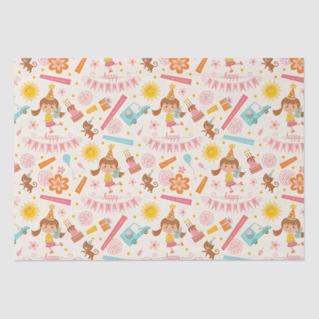 Papel De Seda Feliz Aniversário Colorido (Frente )