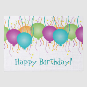 Papel De Seda Feliz aniversario com confetes & os balões
