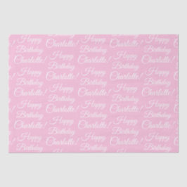 Papel De Seda Feliz Aniversário com nome de script personalizado