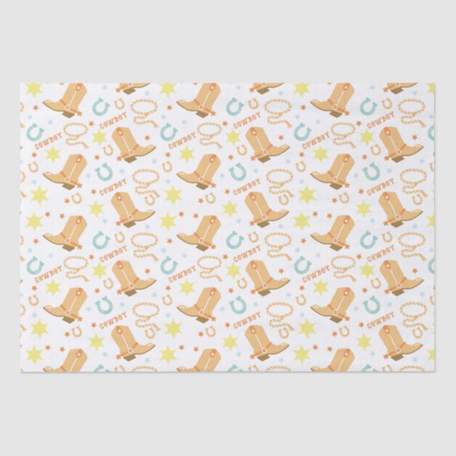 Papel De Seda Feliz Aniversário Cowboy (Frente )