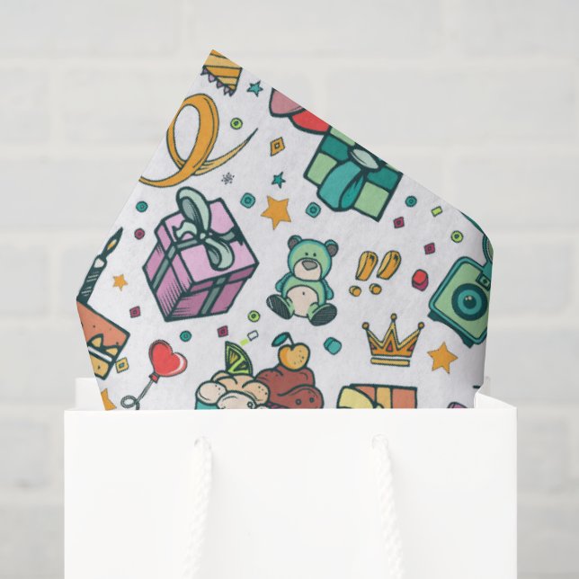 Papel De Seda Feliz Aniversário Crianças (Sacola de presentes)