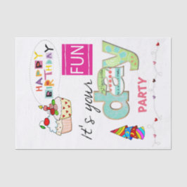 Papel De Seda Feliz Aniversário - Cupcake DIVERTIDO