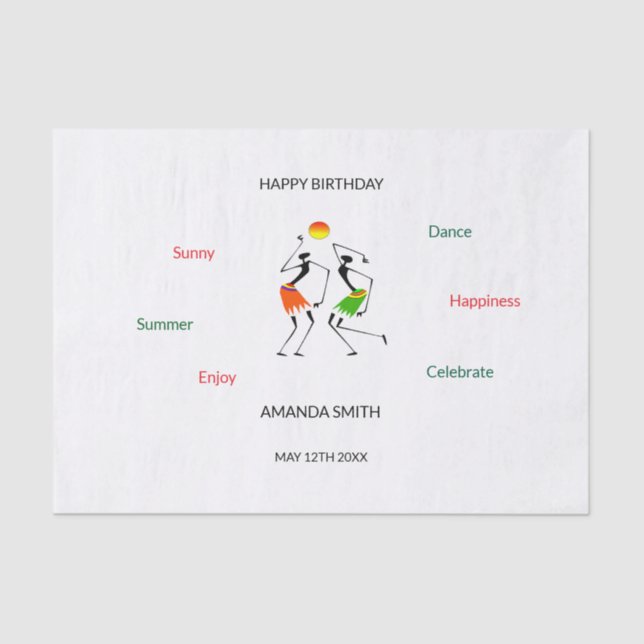 Papel De Seda Feliz Aniversário da dança da Felicidade do Amigo (Frente )
