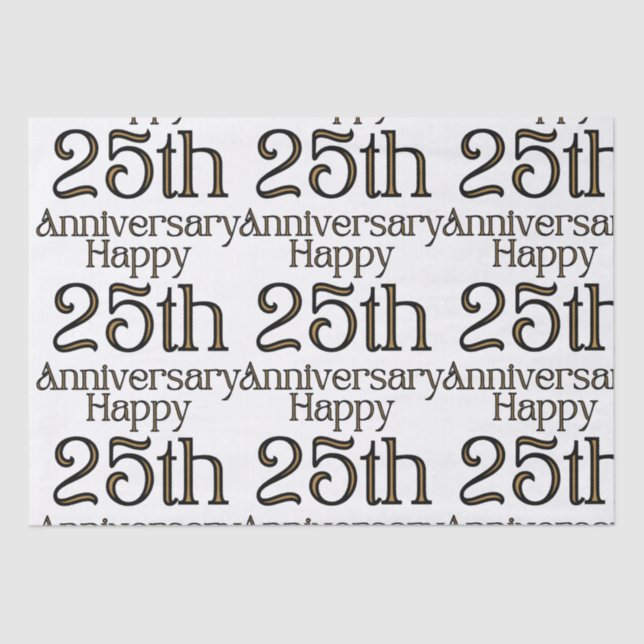 Papel De Seda Feliz aniversário de 25 (Frente )