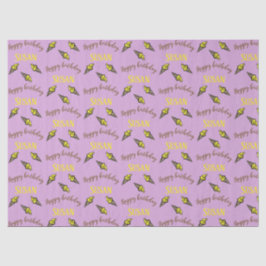 Papel De Seda Feliz aniversário de sorvete amarelo roxo