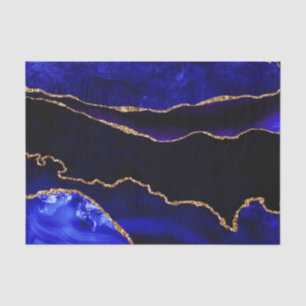 Papel De Seda Feliz Aniversário do Luxo Azul e Dourado Agitador 