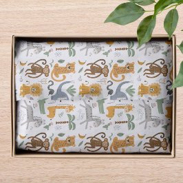 Papel De Seda Feliz Aniversário Dois Animais Cute Safari Selvage