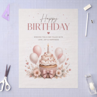 Papel De Seda Feliz Aniversário Elegante