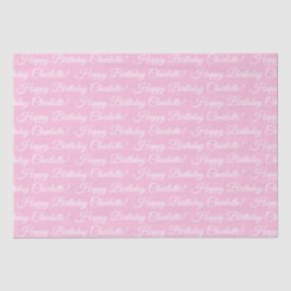 Papel De Seda Feliz aniversário elegante script personalizado no