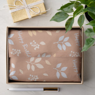 Papel De Seda Feliz Aniversário Folhas