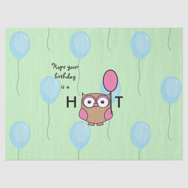 Papel De Seda Feliz Aniversário Hoot Owl com Balões (Frente )