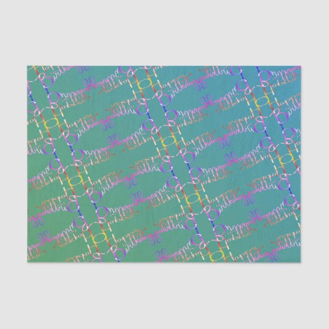 Papel De Seda "Feliz Aniversário" Mão Escrita (Frente )