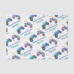 Papel De Seda Feliz Aniversário, Monstros Nome/Idade das Estrela