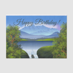 Papel De Seda Feliz Aniversário Natureza Montanha Paisagem Caiei