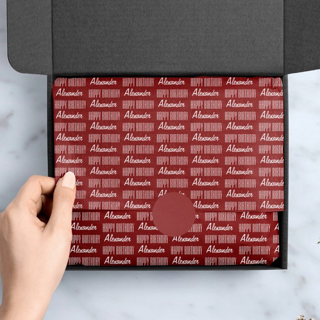 Papel De Seda Feliz Aniversário Nome Red Tissue Paper (Criador carregado)