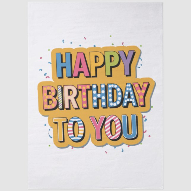 Papel De Seda Feliz Aniversário Padronizado (Frente )