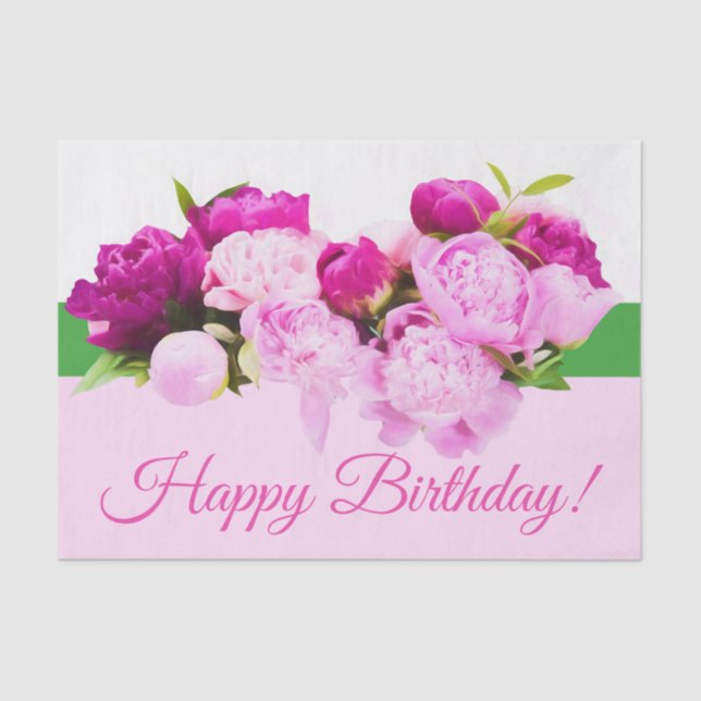 Papel De Seda Feliz Aniversário Peonies (Frente )