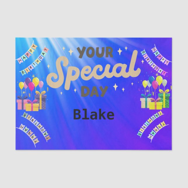 Papel De Seda Feliz Aniversário Personalizado (Frente )